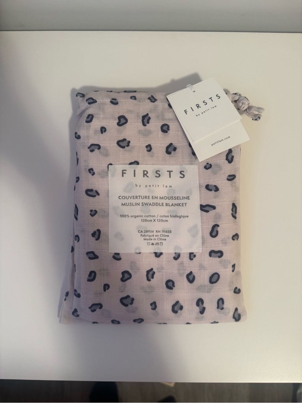 🤍 NWT PETIT LEM • Leopard Print Muslin Swaddle Blanket